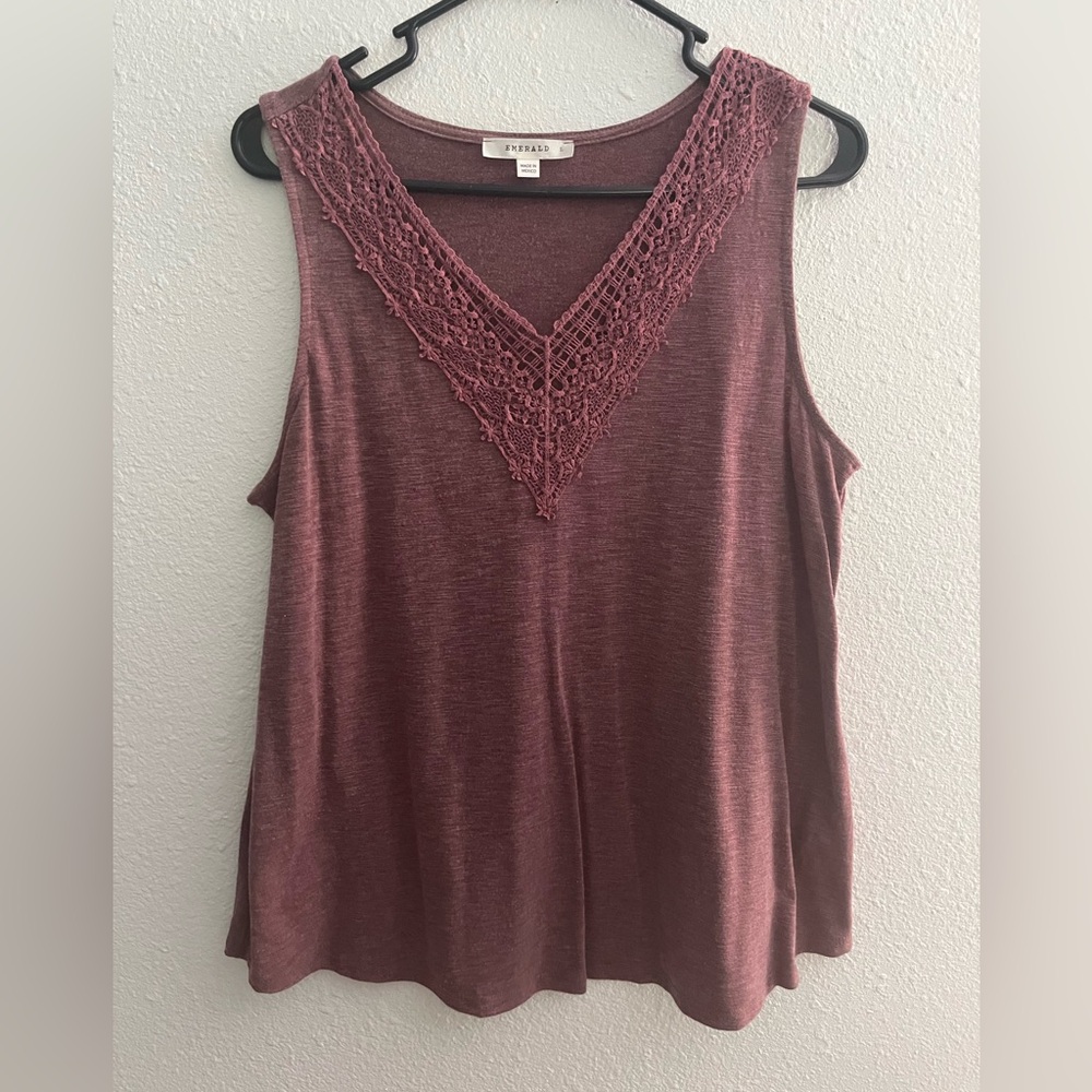 Emerald Pink Embellished Relaxed Tank Top